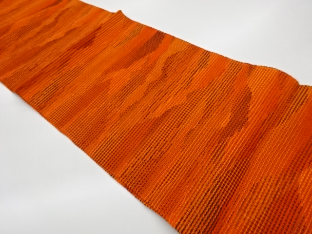 抽象霞模様織出し夏用名古屋帯